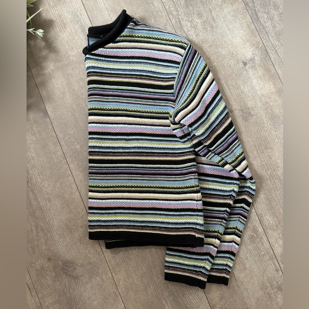 Vintage 90s GAP Girls Striped Heavy Cotton Sweater Size Medium